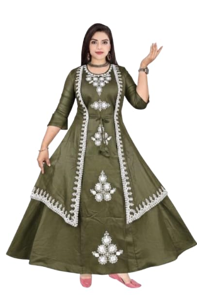 Maroon Embroidered Anarkali Gown with Jacket, Women's Ethnic Wear-image-29
