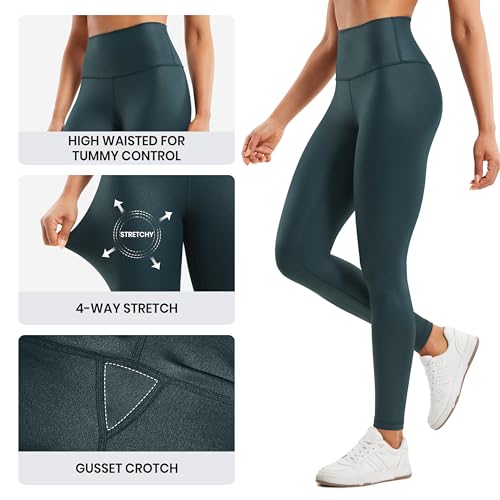 Image of CRZ YOGA Matte Faux Leather Leggings 28 inch | Extremely Soft, Gentle Compression, Casual, High Waisted, for Women