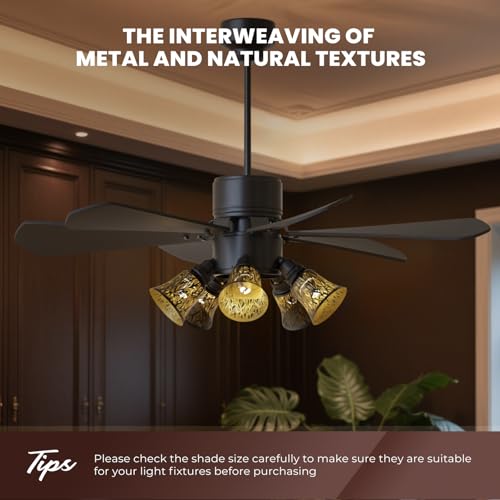 Image of Pendant Light Shades, 4 Pack Ceiling Fan Light Shade Replacements with 1-5 /8 inch Fitter, ALUCSET 4.72 inch Height and 4-3 /4 inch Diameter, Metal Bell Shaped Cover for Chandelier Pendant Light Wall Sconces