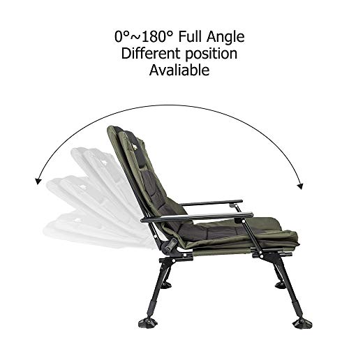 Vingli Oversized Fishing Chair Heavy Duty Support 440 Lbs, 160° Freely Adjustable Reclining Folding Chairs, Lounge Travel Outdoor Seat With High Back For Fishing Camping Or Leisure #TOP7