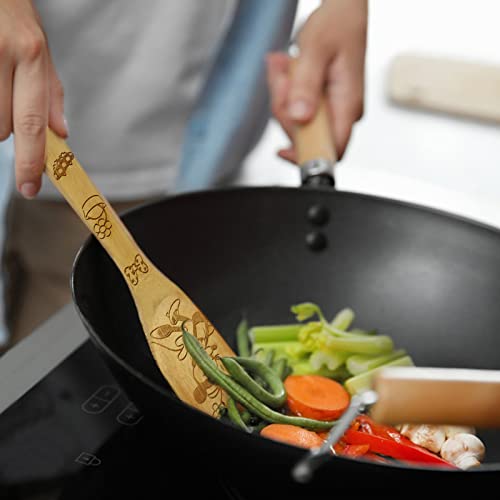 Mother's Day Gifts For Mom Wooden Spoons For Cooking Bamboo Kitchen Utensils Set With Cute Apron Oven Mitt Potholder Christmas Birthday Gifts For Women Best Kitchen Presents #TOP2