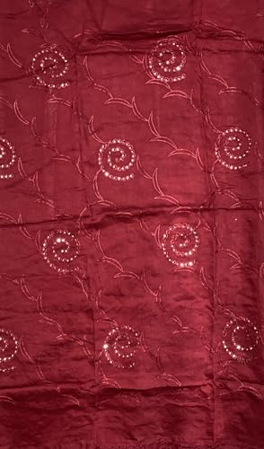 Image of LKC WOMEN'S SEQUENCE EMBROIDERED SELFDESIGN SOFT COTTON CHANDERI DUPATTA