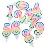 VICASKY 10 Stück Teiliges Bunte Zahlenkerzen aus Sicherem Wachs Farbenfrohe Geburtstagskerzen für...