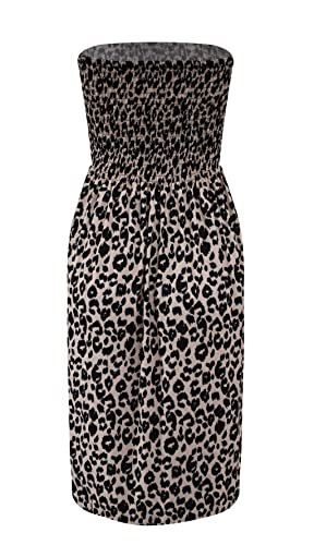 Image of Zyyfly Tube Top Dress Women Summer Beach Coverup Stretch Smocked Strapless Dress