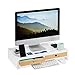 Produktbild Relaxdays Monitorständer, XL Bildschirmerhöhung aus Bambus & MDF, 2 Schubladen, Organizer, HBT 11 x 58,5 x 32,5 cm, weiß