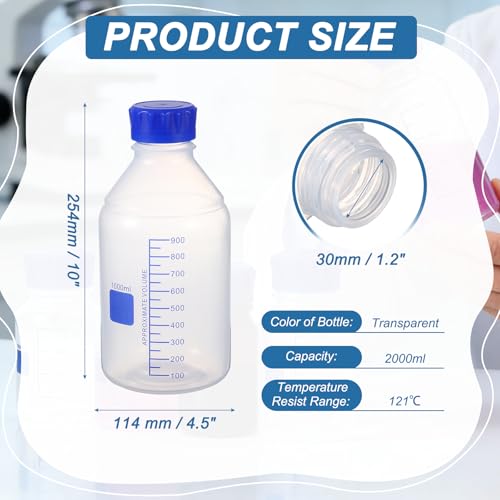 Flacons de stockage de milieu étanches 2000ml Patikil transparents en PP