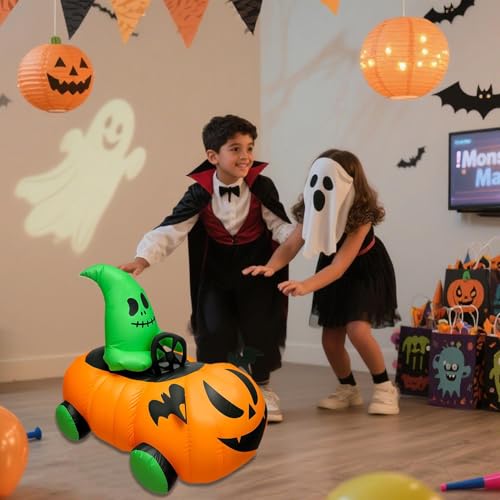Voiture Gonflage Automatique Halloween avec Télécommande pour Cour Extérieure