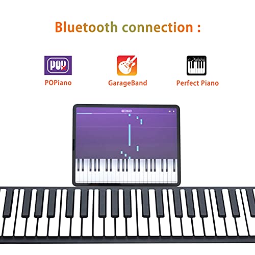 61 Keys Roll Up Piano Keyboard, Portable Piano With Storage Bag, Foldable Keyboard Travel Piano for Kids and Adult - Thumbnail 5