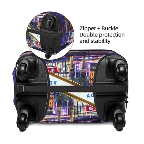 Las Vegas Night City Print Luggage Covers For Suitcase, Elastic Travel Luggage Covers, Anti-scratch Suitcase Cover Fits 22-24 Inch Luggage2
