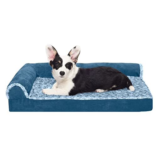 Furhaven Pet Bed for Dogs and Cats - Two-Tone Faux ...