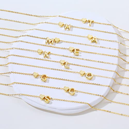 Jecomy Dainty Initial Necklaces For Women 14K Gold Plated Heart Letter Necklace Personalized Initial Heart Pendant Necklace A Necklace Tiny Letter Name Necklaces Christmas Gift For Girls #TOP5