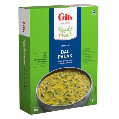 Image of Gits Ready to Eat Dal Palak, Pure Veg Heat and Eat Indian Meal, Microwaveable, 300g