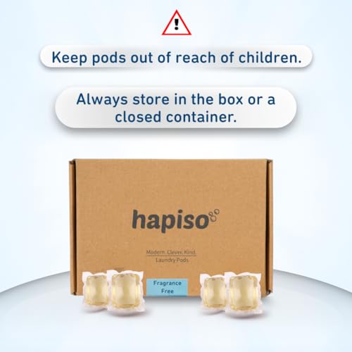 Image of Hapiso Laundry Pods Fragrance Free Liquid Detergent | 5-in-1 Pods, Detergent Pods for Washing Machine | Front & Top Load | Tough on Stains & Odour | 30 Eco-Friendly Washing Pods