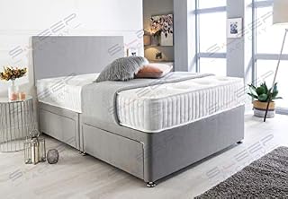 Sleep Factory's Grey Suede Memory Foam Divan Bed Set With Mattress And Headboard 3ft 4ft 4ft6 5ft 6ft Single Double Small UK King Super King (2.6FT (Small Single), No Drawers)