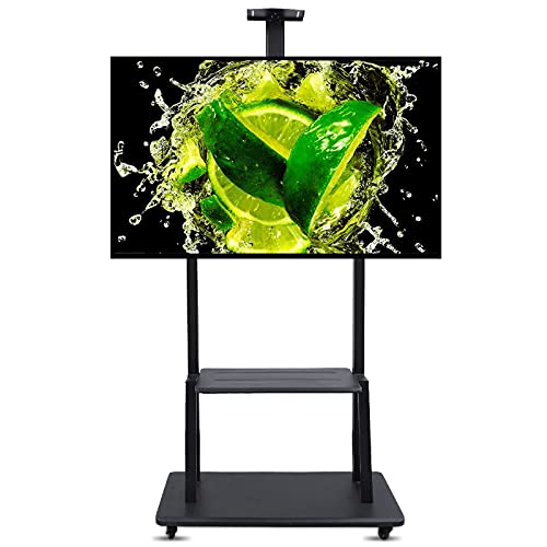 AISNXOQI Soporte de TV de Dormitorio Ajustable para TV de 32 43 45 50 Pulgadas, Carro de TV con Ruedas Universal de Servicio Pesado Negro con Ruedas y Estante para cámara/AV, Soporte 120 kg