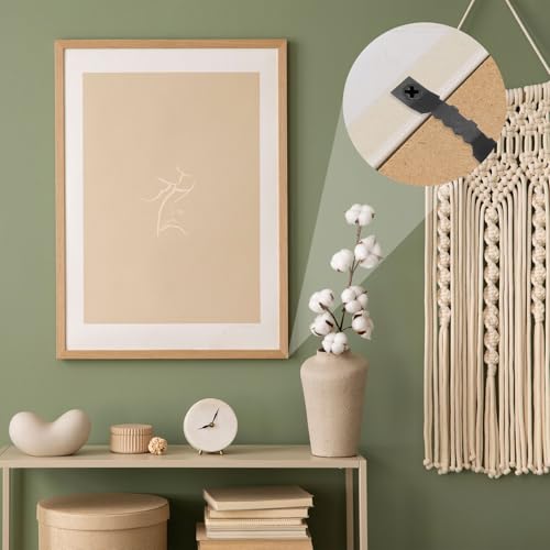Image of uxcell 50Pcs Picture Hangers, Picture Frame Hook, Frame Backing Fasteners with 100 Pcs Screws for Hanging Clock Paintings Pictures, Black