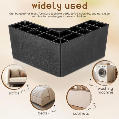Image of Couch Legs Replacement 4 Pack 3 Inch L-Shaped Furniture Risers