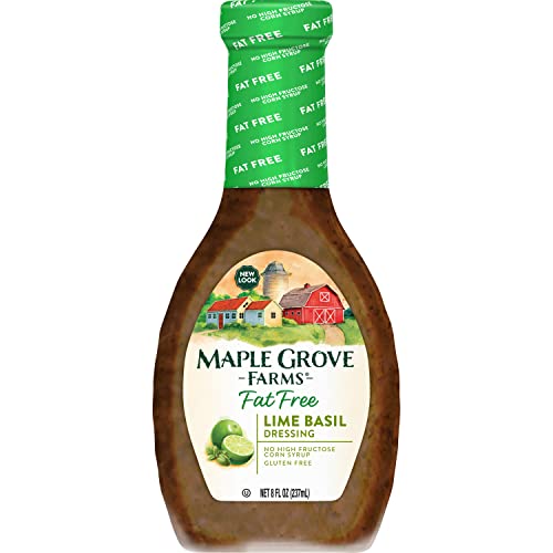 Image of Maple Grove Farms Fat Free Salad Dressing, Lime Basil Vinaigrette, 8 Ounce (Pack of 12)