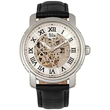 Reign Kahn Automatic Skeleton Dial Leather-Band Watch, Silver, REIRN4303