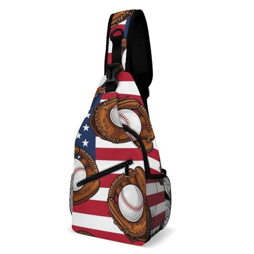 Fashion Dress Decor Sling Backpack Shoulder Bag, Day Pack, Chest Shoulder Bag For Men And Women American Flag Baseball Art
