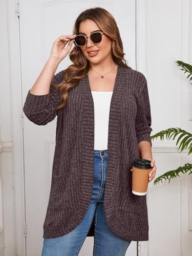 Image of BELAROI Women Plus Size Cardigan Sweater Fall Outfit