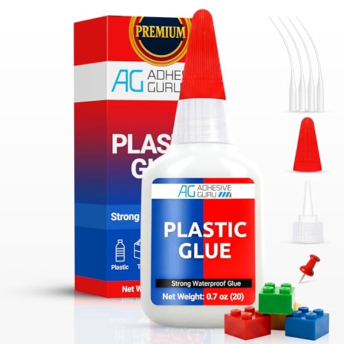 Adhesive Guru Plastic Glue (0.7 oz) Ultra Strong Super Glue for Repairs, Waterproof Adhesive for Plastic Bonding Models, DIY Crafts, Toys, PVC, ABS, 3D Printings and More - 1 Pack