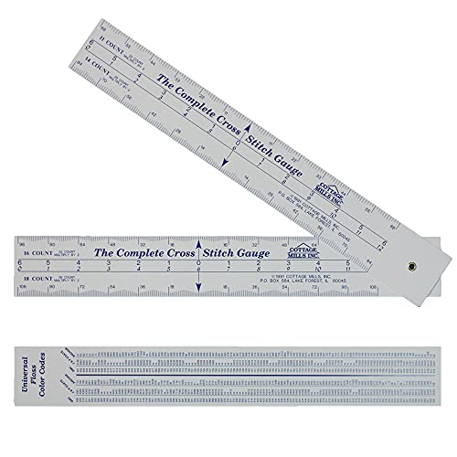 Complete Cross Stitch Gauge  Scales for 12 Fabric Counts  Count Stitches, Determine Dimensions and Where to Start Design. Bonus Floss Number Comparison Chart