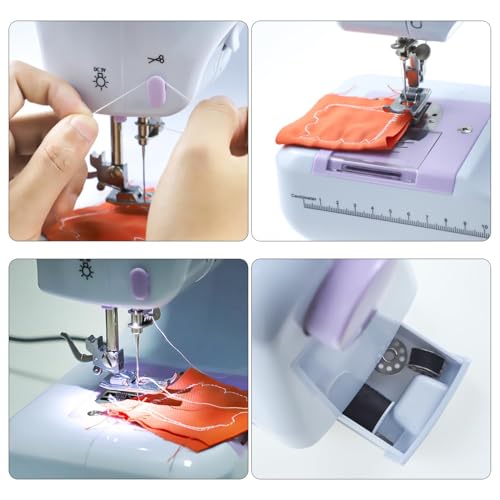 Sewing Machine for Beginners, Heavy Duty Sewing Machine, 12 Built-in Stitches with Reverse Sewing, Foot Pedal, Light, Storage Drawer, Sewing Accessories