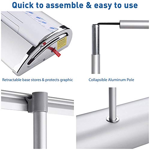 Instahibit 33\"x79\" Aluminum Retractable Roll Up Banner Stand Wide Base Adjustable Exhibition Fair Tradeshow Display