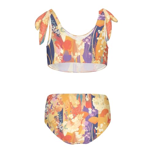 KLL Vintage Floral Pattern Modern Girls Two Piece Bikini Sets Quick-Dry Beach Swimwear Swimsuit2