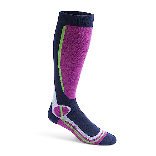 Image of FOX RIVER Women's Ski Socks | Taos | Lightweight Comfort with URfit & Wick Dry Technology | Over the Calf, Light Grey /Navy, Medium