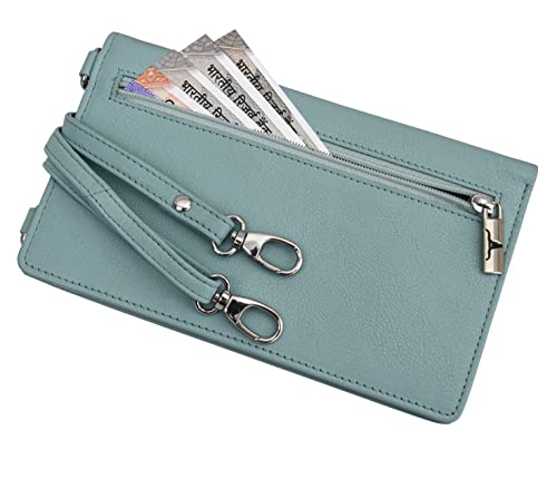 Image of URBAN FOREST Ruby Pastel Blue Leather Wallet for Women