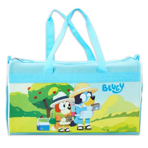 Bluey Duffle Bag Set For Kids - Bundle With Bluey Luggage Carry On Suitcase Bag, Stickers, and More | Children Travel Activity Set for Boys, Girls3