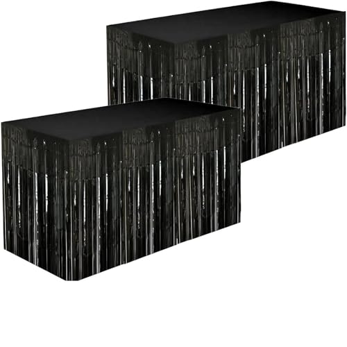 Jupe de table à rayures feuille métallique noire pour habillage