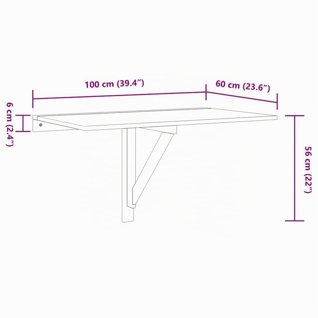 vidaXL Mesa Plegable de Pared Blanca 100x60 cm Mesita Auxiliar Abatilble Muro