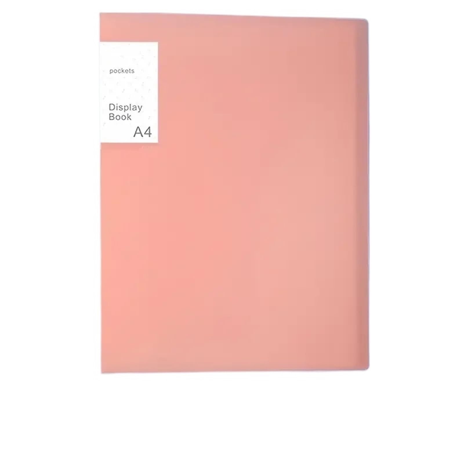 3-teilige Präsentationsmappe for Dokumente – A4-PP-Sichtbuch mit 20/40 transparenten Taschen und Schutzfolien für Dokumente, Urkunden(Pink,40page)