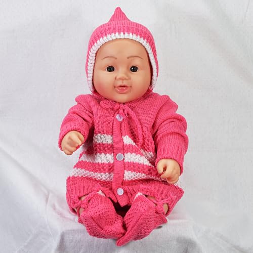 Image of Baby Woolen Sweater for Boys & Girls | Soft Knitted Winter Cardigan | Warm Full Sleeve Winter Wear for Newborn, Infant & Toddler(Rani, 0 to 3 Months) 3 Pcs Set