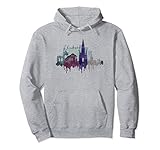 Edinburgh City Scotland Watercolor Skyline Pullover Hoodie