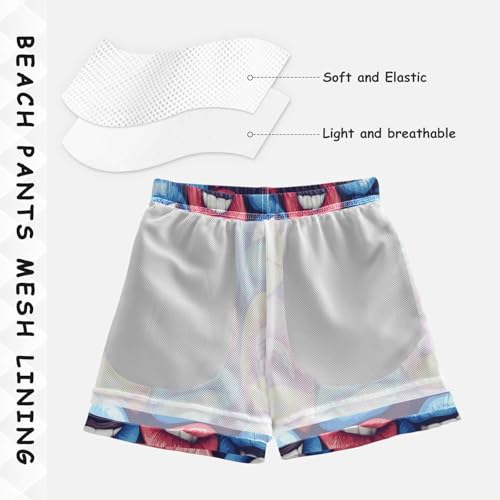 Swim Trunks Boys 8-10 Colorful Lips Art Pattern Swim Shorts with Liner Bathing Suit Swimsuit Teen Boy Swim Trunks,L3