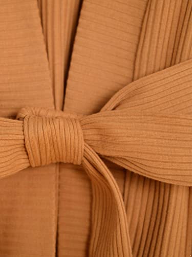 Sholeno Kids Girls Long Sleeve Sweater Cardigan Rib Trim Knit Casual Jacket with Waist Belt3