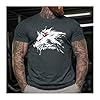 GYMTIER Untamed Wolf Red Eyes Drip Men's Gym T-Shirt Bodybuilding Training Workout Lifting Top Clothing, Grey, L #2