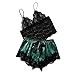 SoonerQuicker Femmes Pyjama en Soie Satiné Cardigan Chemise De Nuit Peignoir Robes sous-VêTements VêTements Sexy Lingerie Nues Dentelle Body Pas Cher Grande Taille Pantalon D'éTé à Pois