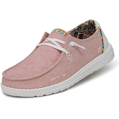 HEYDUDE Women's Wendy Boho Slip On Shoe, Rose Size 7 | Lightweight Casual Loafer with Memory Foam Insole
