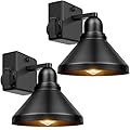 Brightever Motion Sensor Outdoor Wall Lights, Dusk to Dawn Porch Lights Outdoor Wall Sconces, Exterior Barn Lighting Fixtures with Outlet, Black Outside Lights for House, 2-Pack