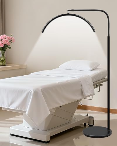 Image of Half Moon LED Floor Light - Professional Shadow-Free, Dimmable Lamp | for Lash Techs, Estheticians & Tattoo Artists | Eyelash Extensions, Nail Art, Home & Office (Matte Black)