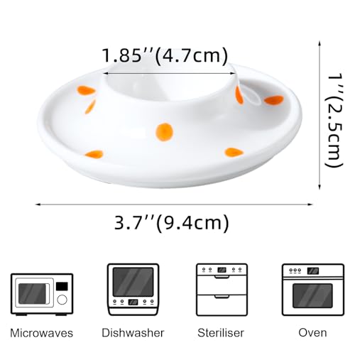 Image of Cinf Ceramic Egg Cups, Set of 2, Orange Dot Egg Holders for Breakfast
