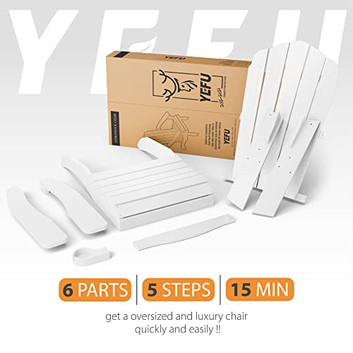 Yefu Plastic Adirondack Chair Oversized With Cup-Holder (Large Dual-Purpose), Weather Resistant, Poly Lumber Outdoor Chairs Duty Rating Widely Used In Patio, Lawn, Outside, Deck, Outdoor, Chairs-White #TOP5