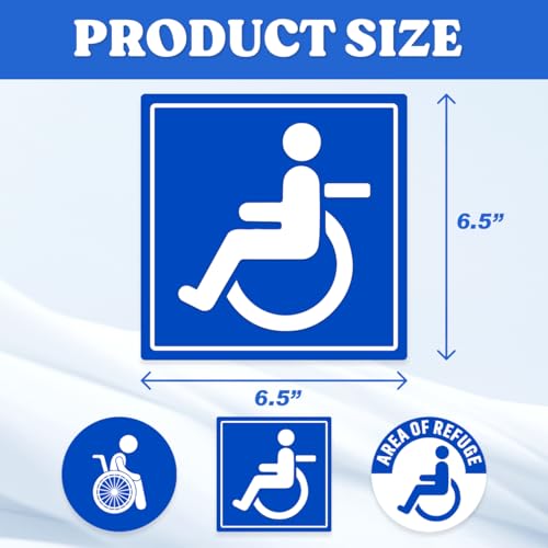 Image of Wheelchair Accessibility Sign Stickers 9Pcs Decal Symbol Ada Compliant Handicap Icons for Area Refuge and Accessible Zones Durable Selfadhesive Vinyl Indoor Outdoor Use
