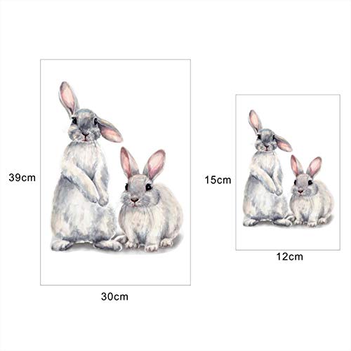 1 adesivo PCS Papel Staright, dois adesivos de parede removíveis de coelho 3D fofos e fofos, adesivo