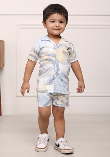 Image of POLKA TOTS Cotton Half Sleeves Shirt With Shorts, All Over Print Cord Set for Baby Boy Kids